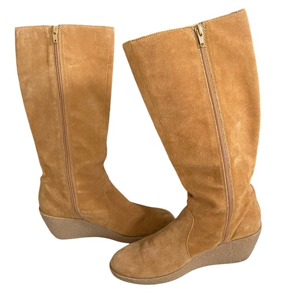 MICHAEL KORS Tan Suede Lace Up Wedge Boots Size 7.5 - Picture 4 of 9